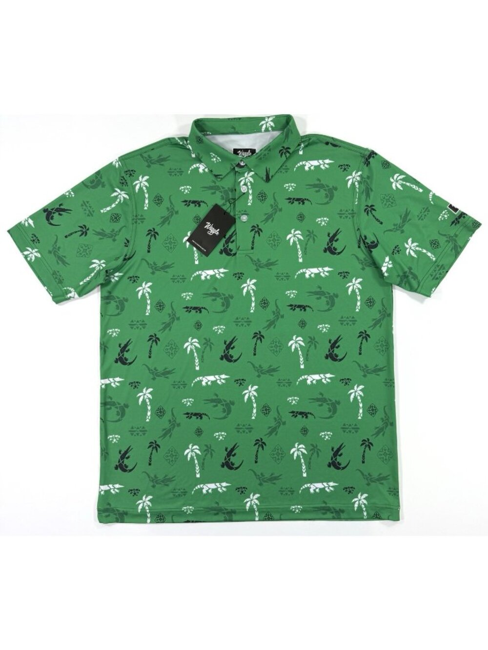 Waggle Polo Shirt Mens Bayou Gator Print Size Large Golf Stretch Performance NEW - Picture 1 of 13